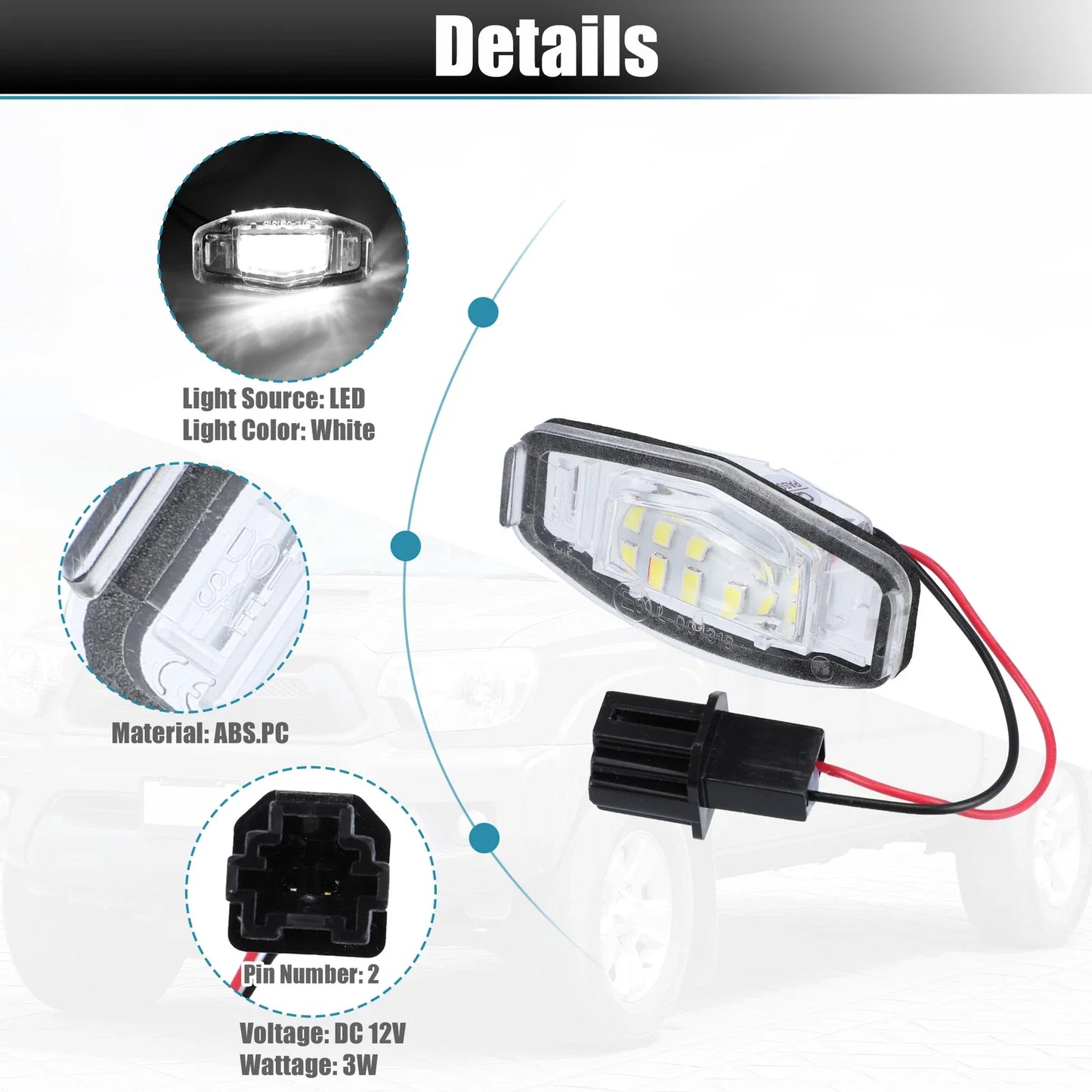 2 x LED License Plate Light Assembly for Honda Accord & Acura (2013-2017)