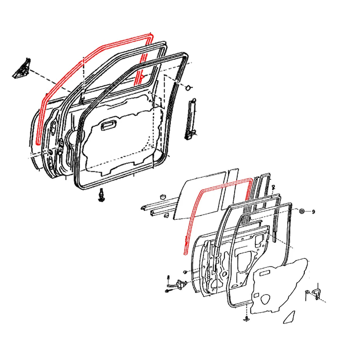 Set of 2 Door Glass Run Channels for Toyota Land Cruiser (1990–1997)
