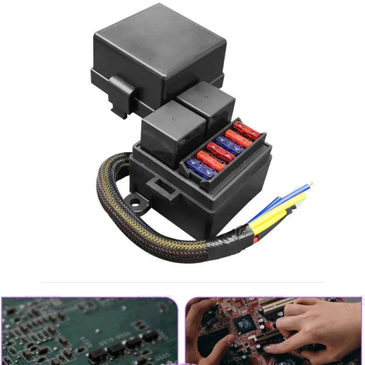 Prewired Fuse Relay Box 2 x 80A Relays + 6 Fuse Brackets for Cars