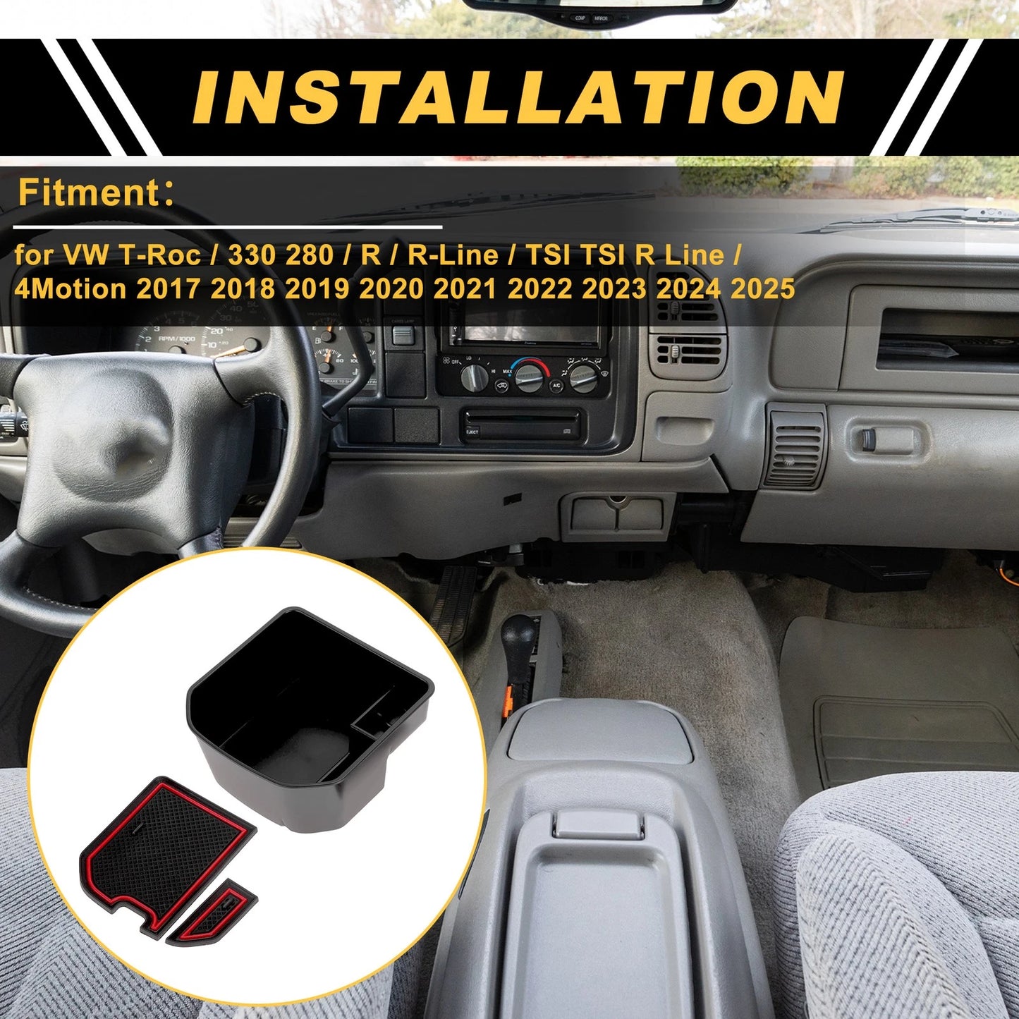 Center Console Armrest Organizer Tray for VW T-Roc (2017–2025)