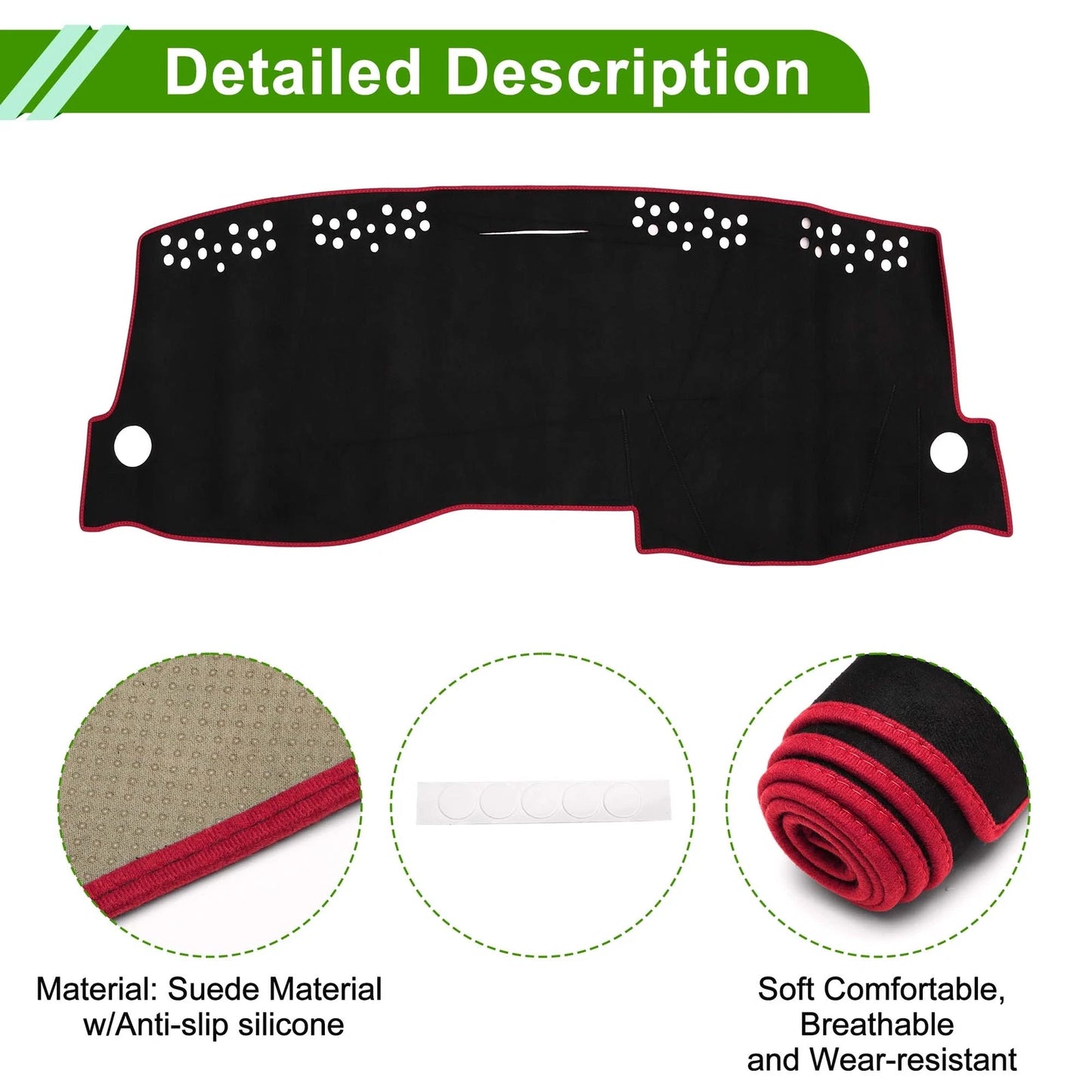 Dashboard Cover Mat for Mercedes Benz W246 B180 B200 B250 B260 (2012–2019) Black Red