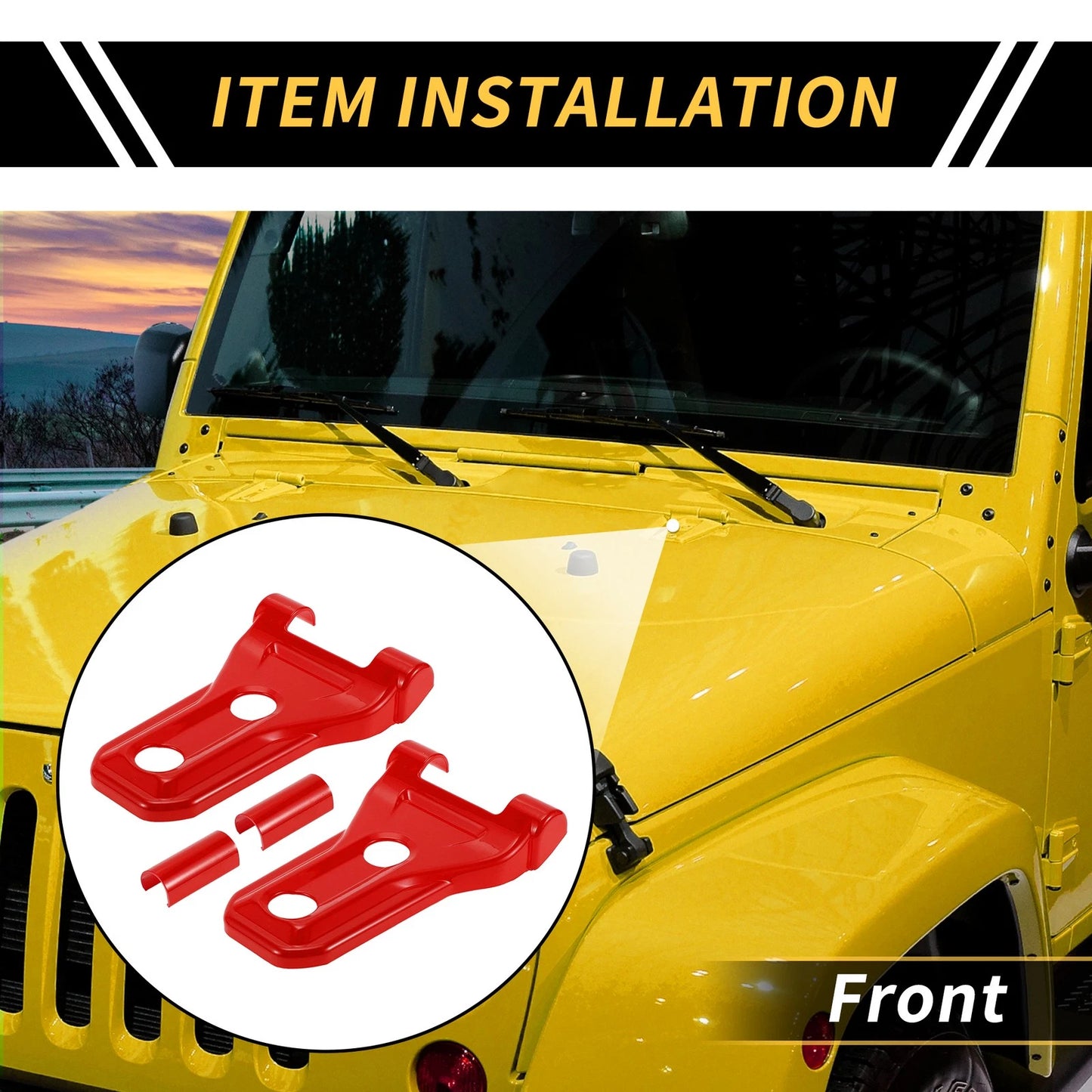 Set of 1 Front Engine Hood Hinge Cover Trim for Jeep Wrangler JL JLU (2018–2024) Red
