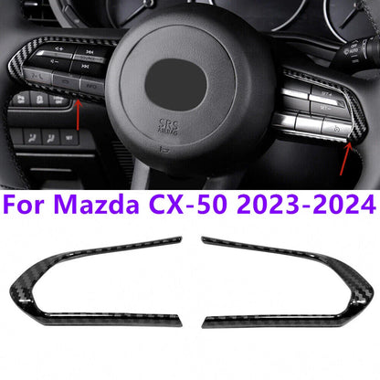 2 x Carbon Fiber Steering Wheel Button Trim Cover for Mazda CX-50 (2023–2024)