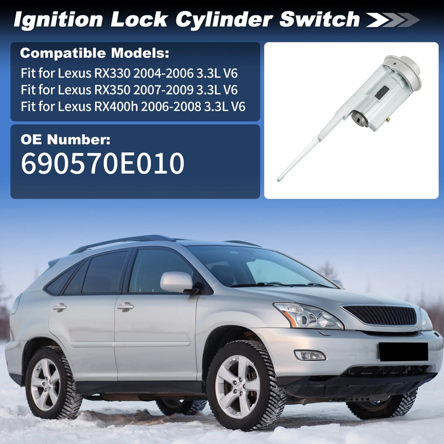Ignition Lock Cylinder Switch with 2 Keys for Lexus RX330 (2004–2006)