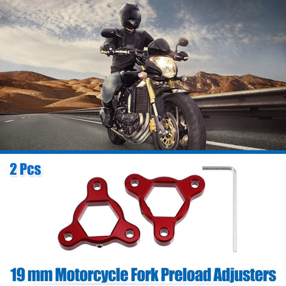 2X Fork Preload Adjusters for Motorcycle (Aluminum Alloy, Red)