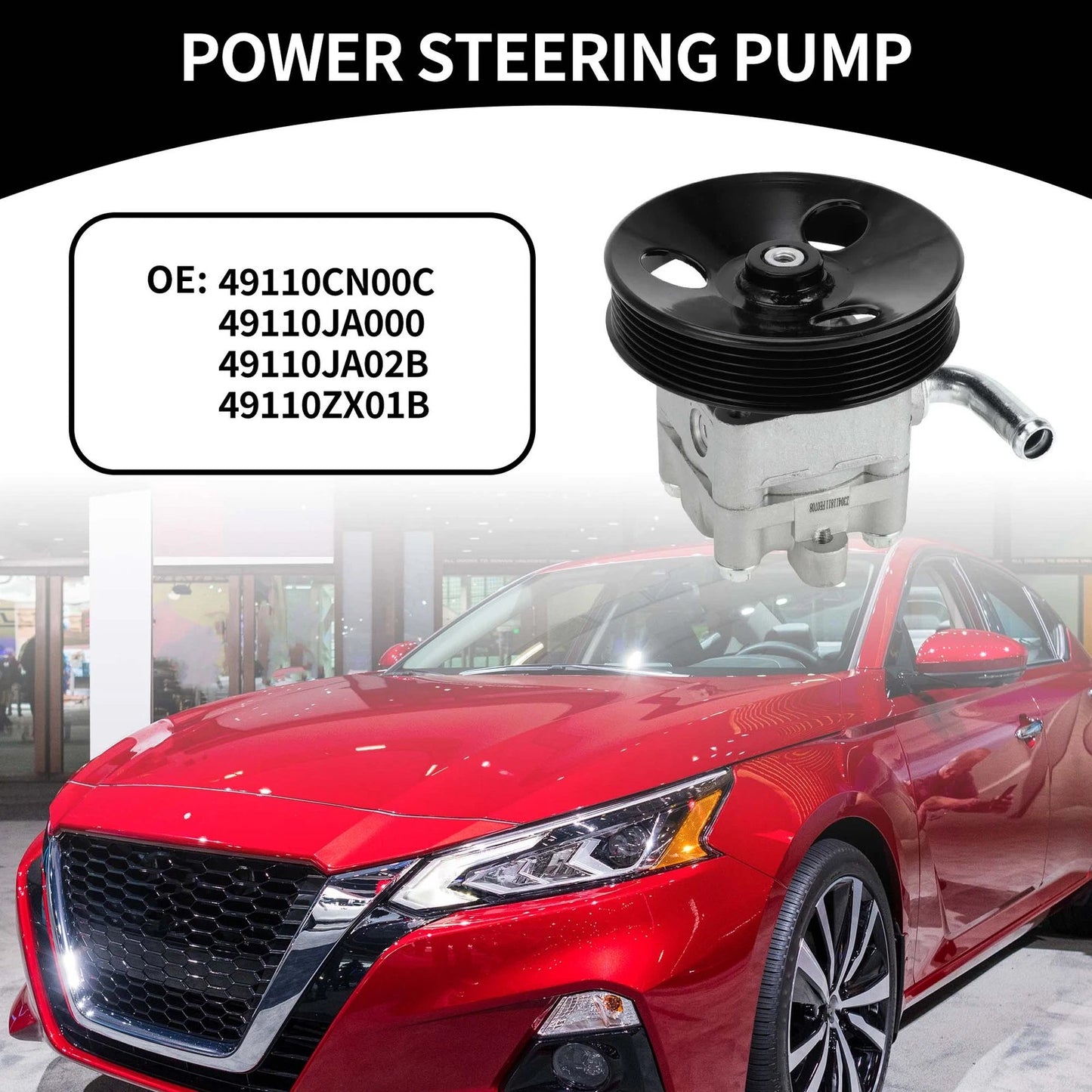 Power Steering Pump with Pulley No. 49110JA000 for Nissan Altima (2007–2013)