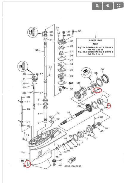 Seal Kit for Yamaha Outboard Lower Gearcase (No Year Specified)