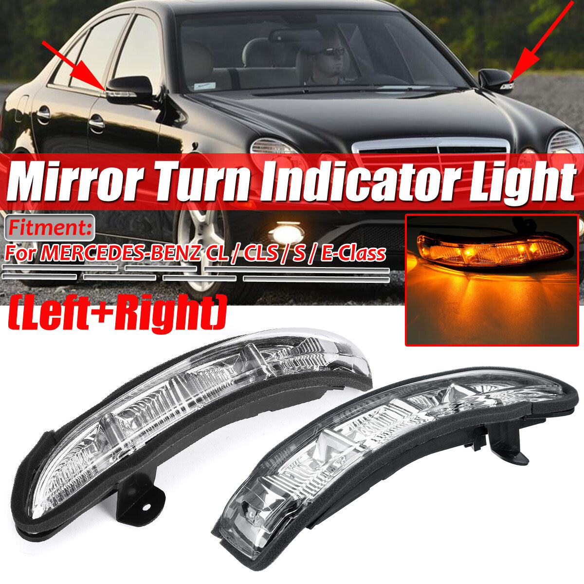Pair Side Mirror Turn Signal Lights for Mercedes Benz CL CLS S E Class (2003–2010)