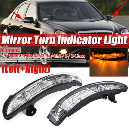 Pair Side Mirror Turn Signal Lights for Mercedes Benz CL CLS S E Class (2003–2010)