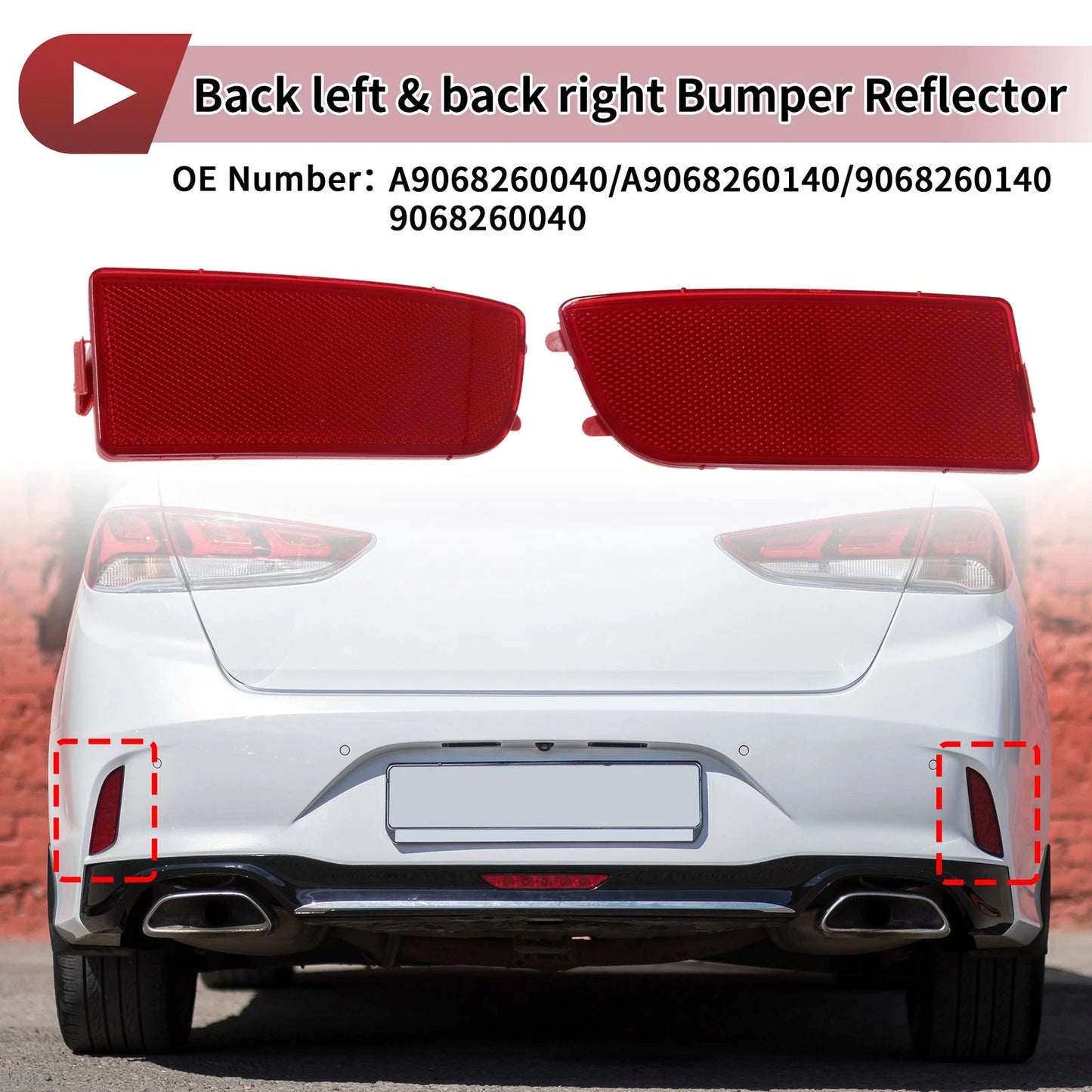 Set of 2 Bumper Reflectors No.A9068260040 for Mercedes-Benz Sprinter B906 (2006–2018)