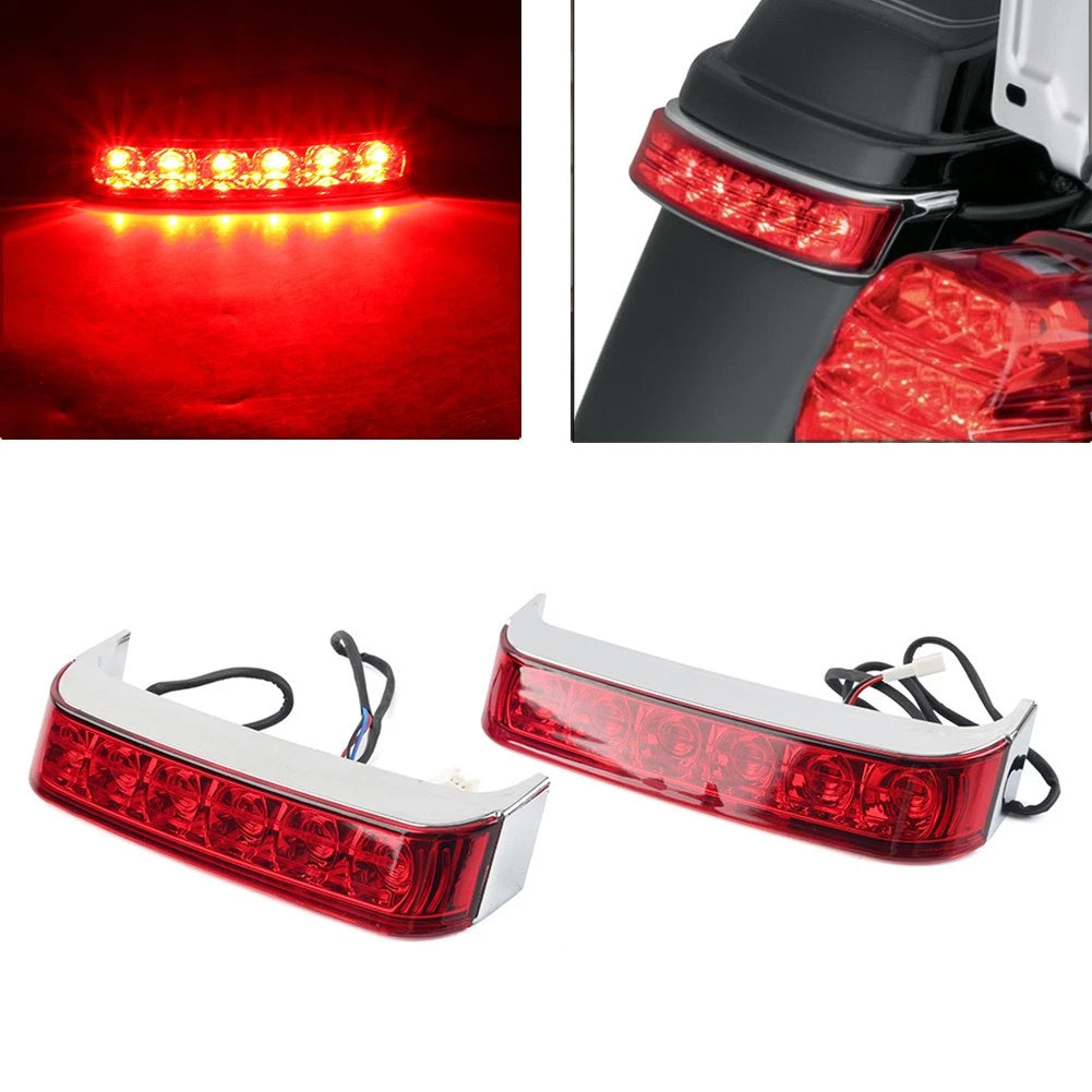 LED Saddlebag Run/Brake/Turn Light for Harley (2014–2019) - Chrome Housing, Red Lens