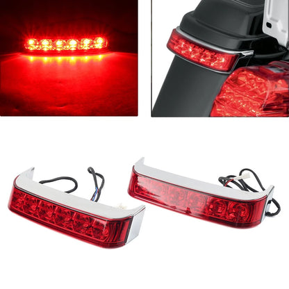 LED Saddlebag Run/Brake/Turn Light for Harley (2014–2019) - Chrome Housing, Red Lens