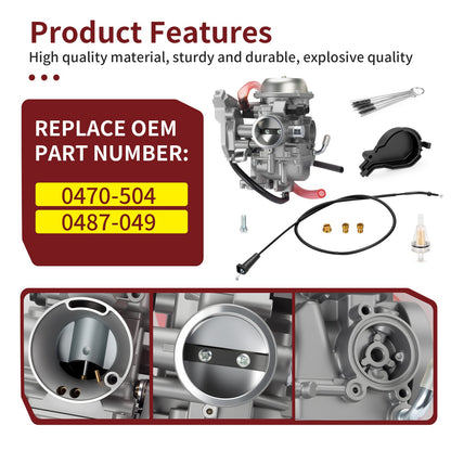 Carburetor, Throttle Cable & Fuel Filter for Arctic Cat 400 (2000–2006)