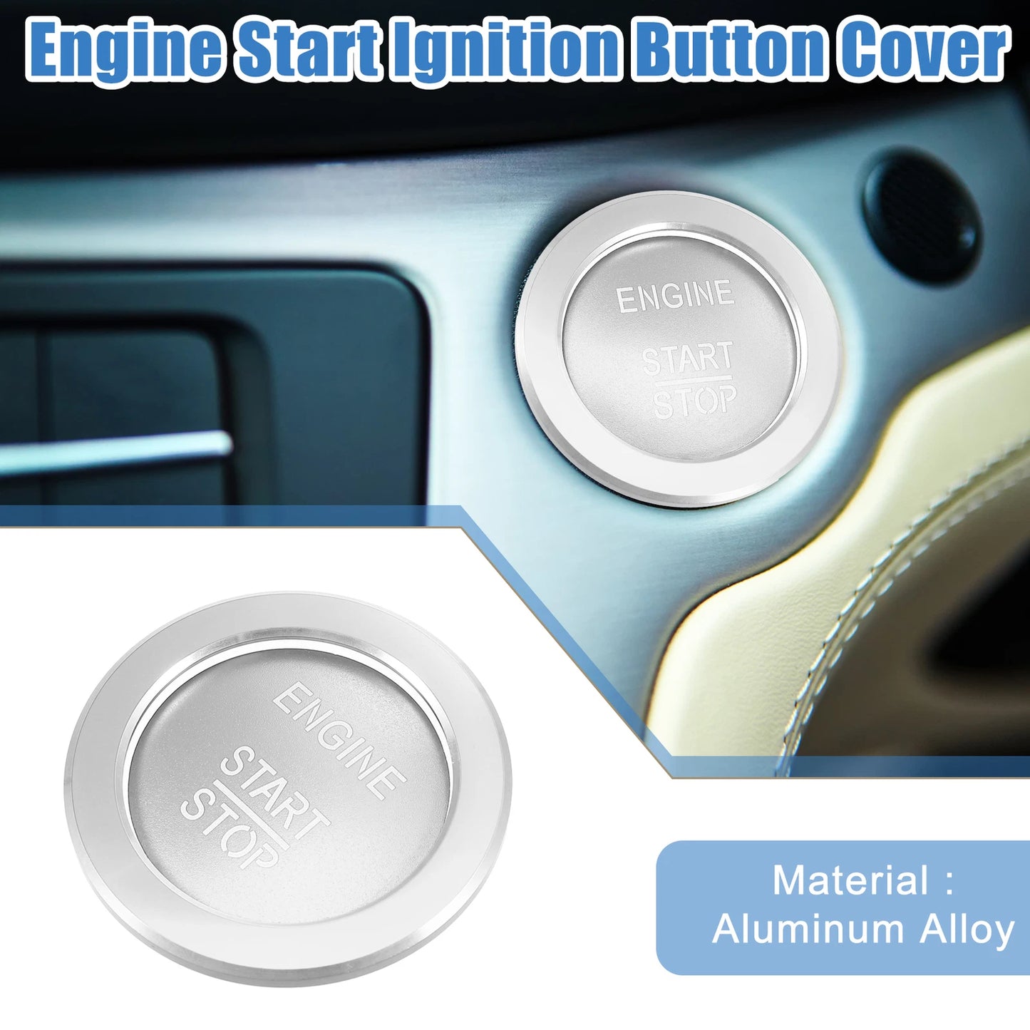 Engine Start Stop Button Cover Sticker for Mercedes-Benz B-Class, C-Class, GLC, GLA (2015–2023) Silver Tone