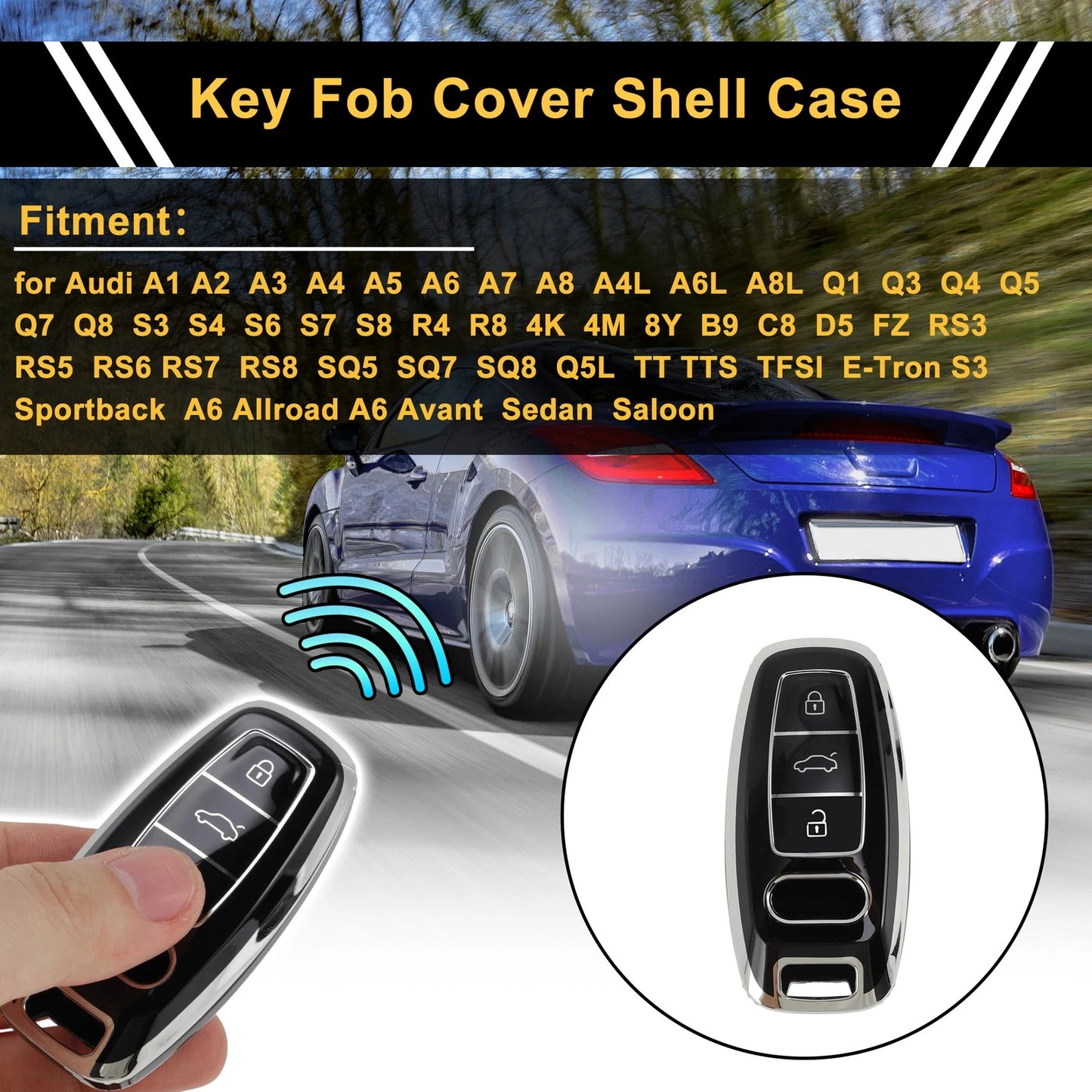 Smart Key Case for Audi A1 (2010–2023) - TPU Silicone, 3 Buttons