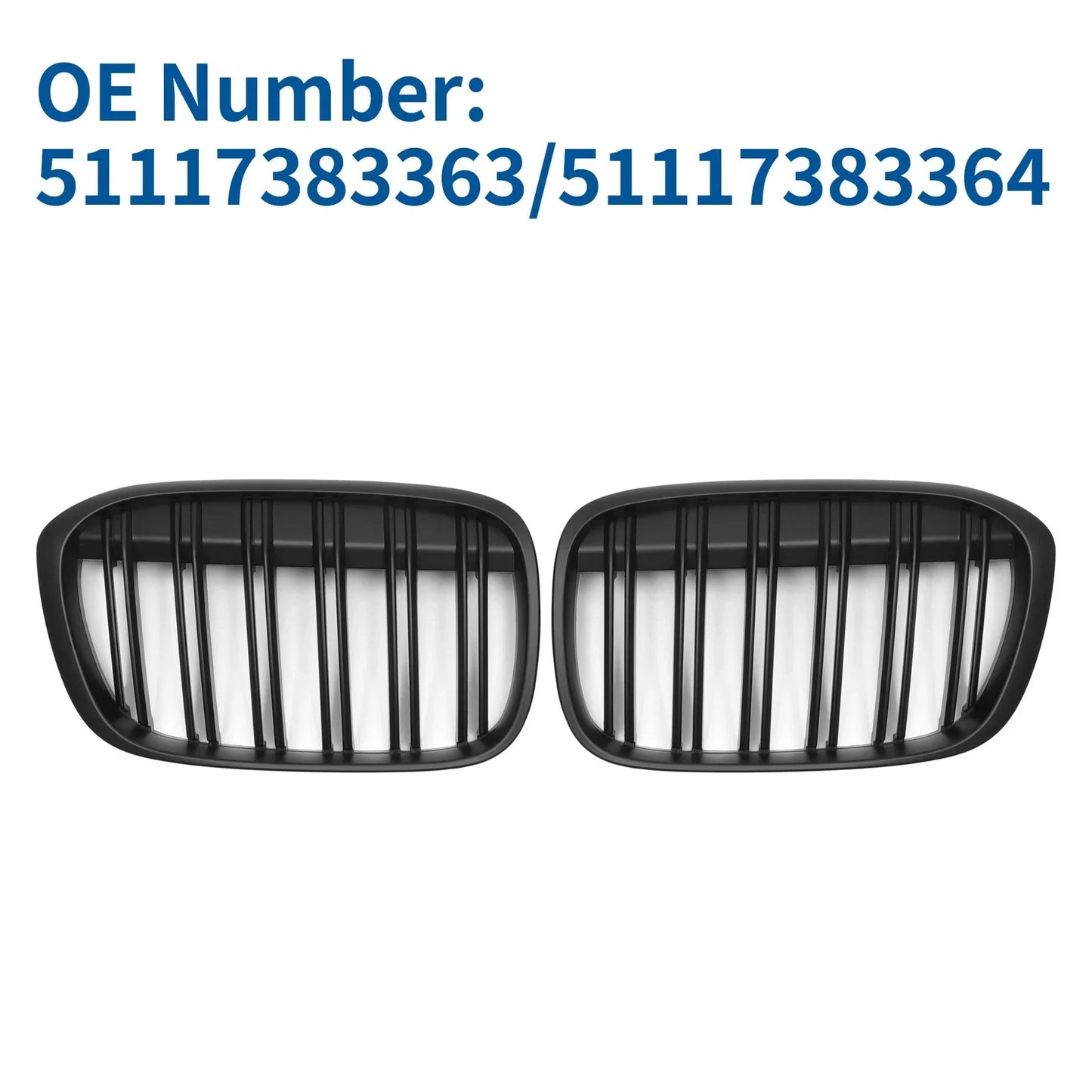1 Pair Front Upper Bumper Grille for BMW X1 Matte Black (2016 - 2022)