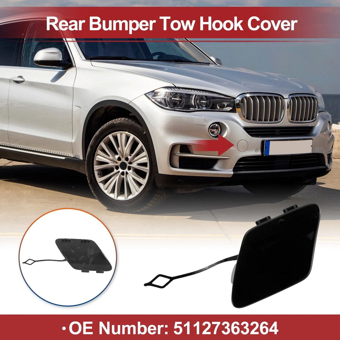 Rear Bumper Tow Hook Cover for BMW 428i Black (2014-2016)