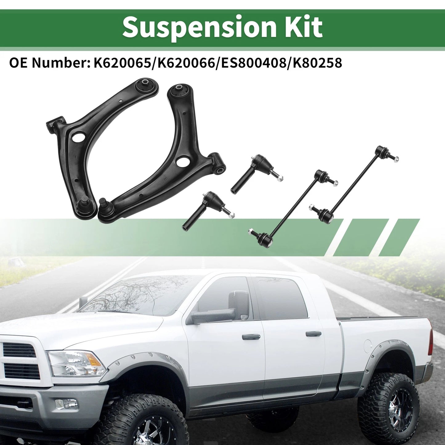 6 Pc Front Lower Control Arms for Jeep Compass (2007–2014) No.K620065/K620066/ES800408