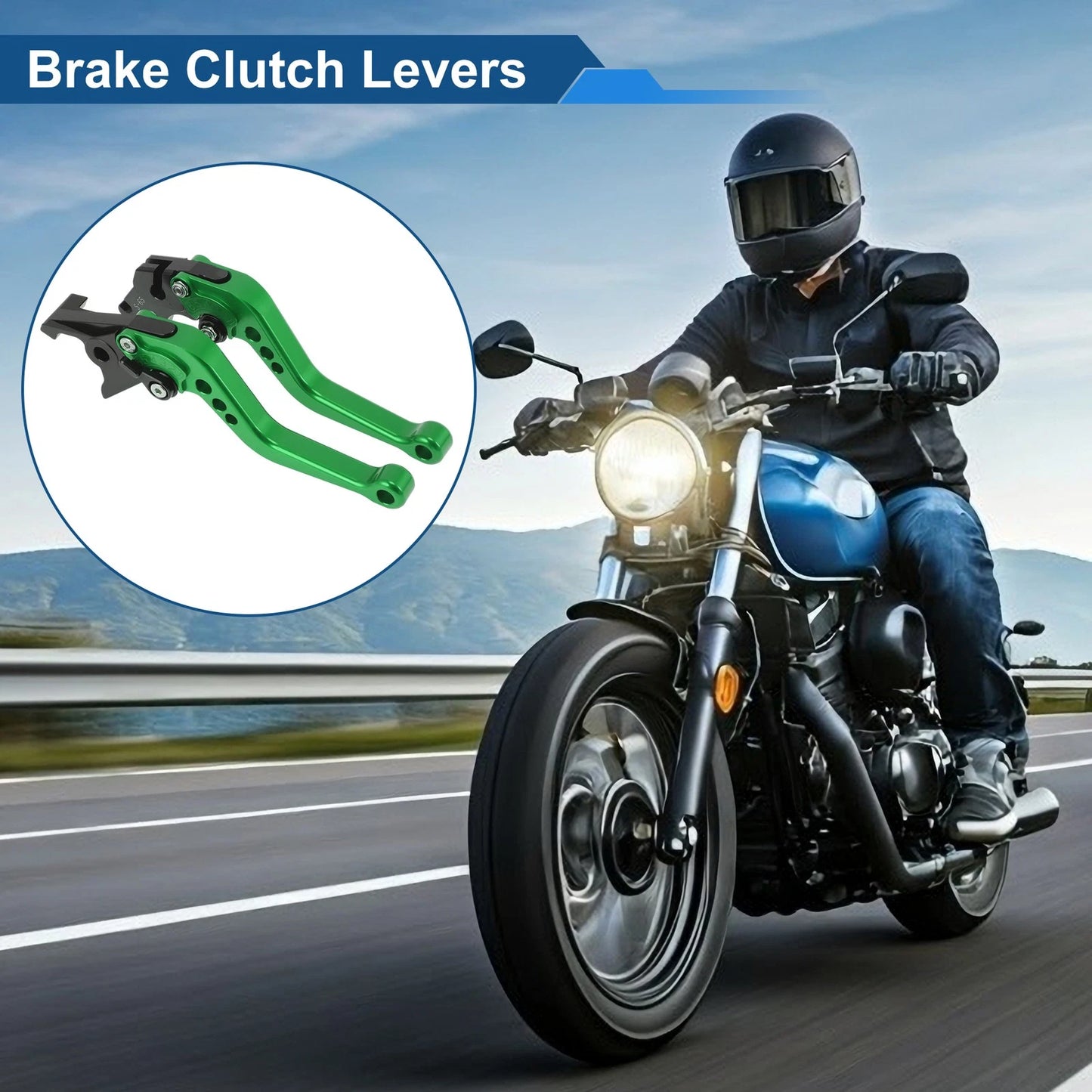 Adjustable Short Brake Clutch Levers for Suzuki SV650 (1999–2009) Green 1 Pair
