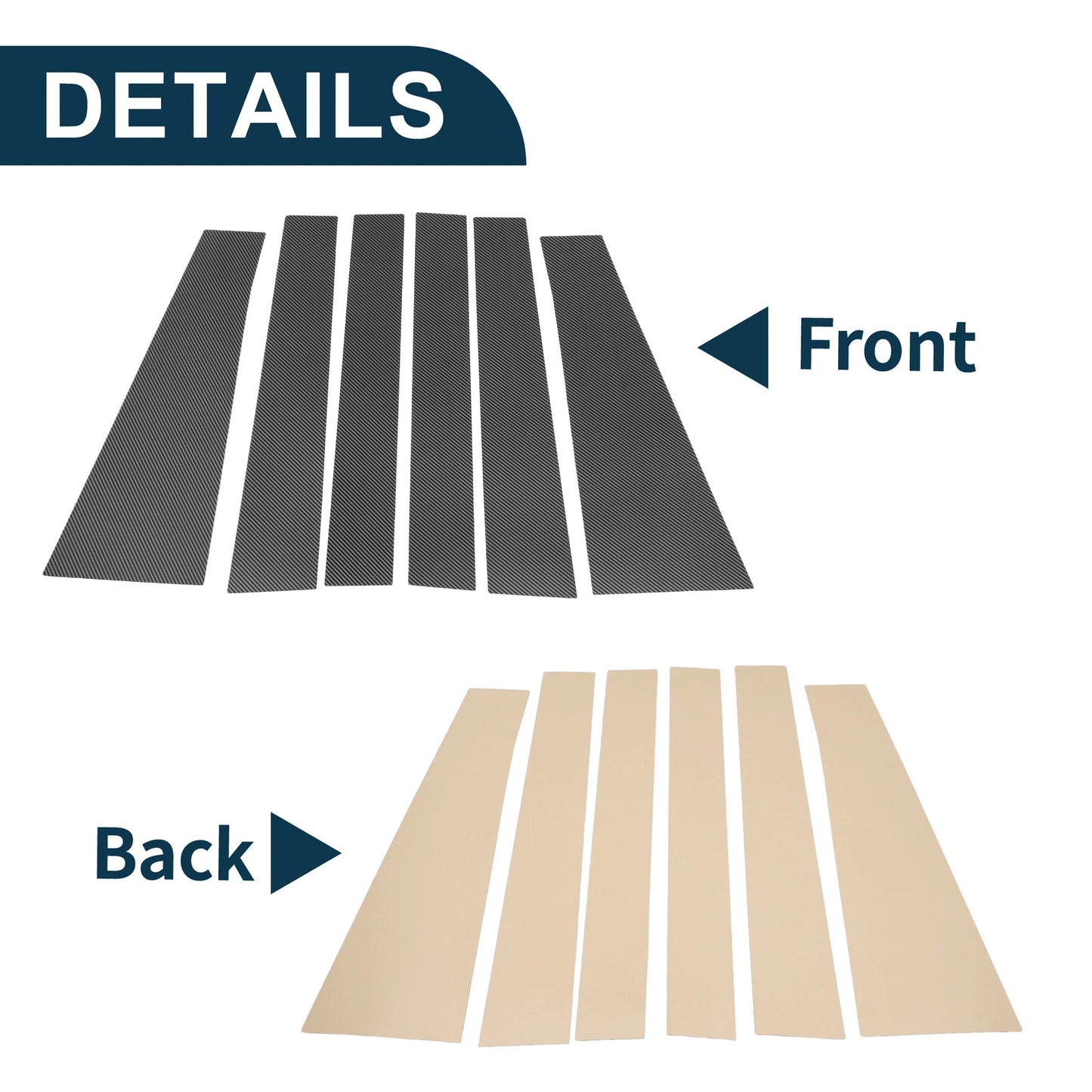 Set of 6 Door Pillar Window Trim for Toyota Sienna (2011–2020) Carbon Fiber