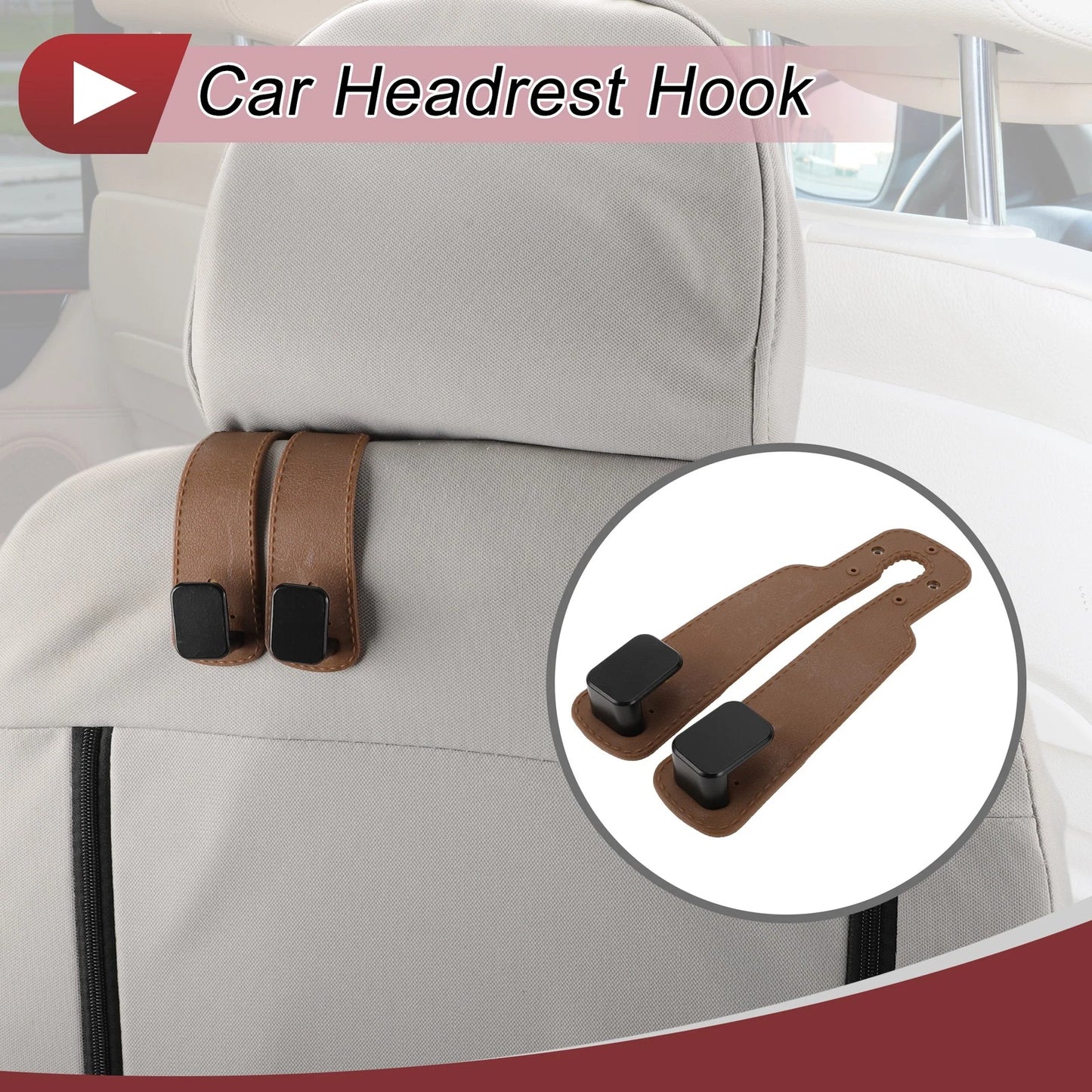 1 Pcs Universal Car Seat Headrest Hooks Organizer - Light Brown