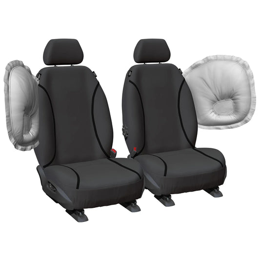 Front Tailor Made Grey Canvas Car Seat Covers for Nissan Navara D23 NP300 15-18