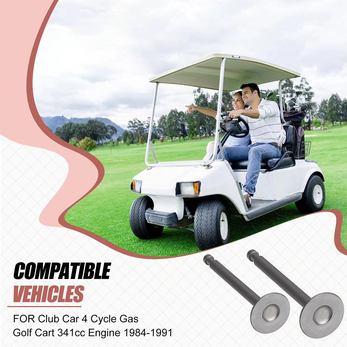 Exhaust & Intake Valve Set for Club Car 341cc Golf Cart (1984–1991)