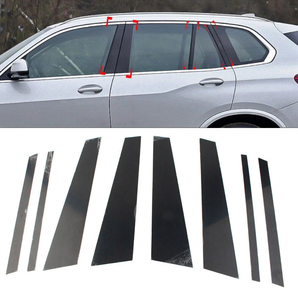 8x Door Window Trim Cover Pillar Post Glossy Black for BMW X5 (2019-2024)