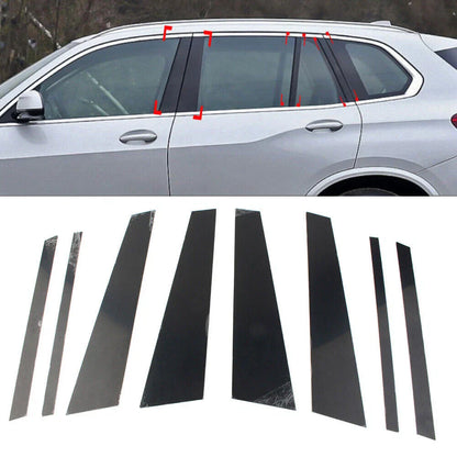 8x Door Window Trim Cover Pillar Post Glossy Black for BMW X5 (2019-2024)
