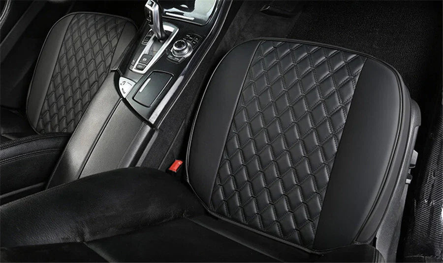 Black PU Leather Front Seat Bottom Cover Pad for Universal Cars