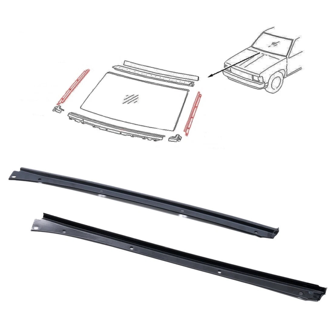 Front Windshield Side Moulding Seal for Nissan Datsun D21 (1986–1997)