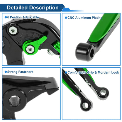 Adjustable Brake Clutch Lever for Kawasaki Ninja 650R (2006–2018) Black Green