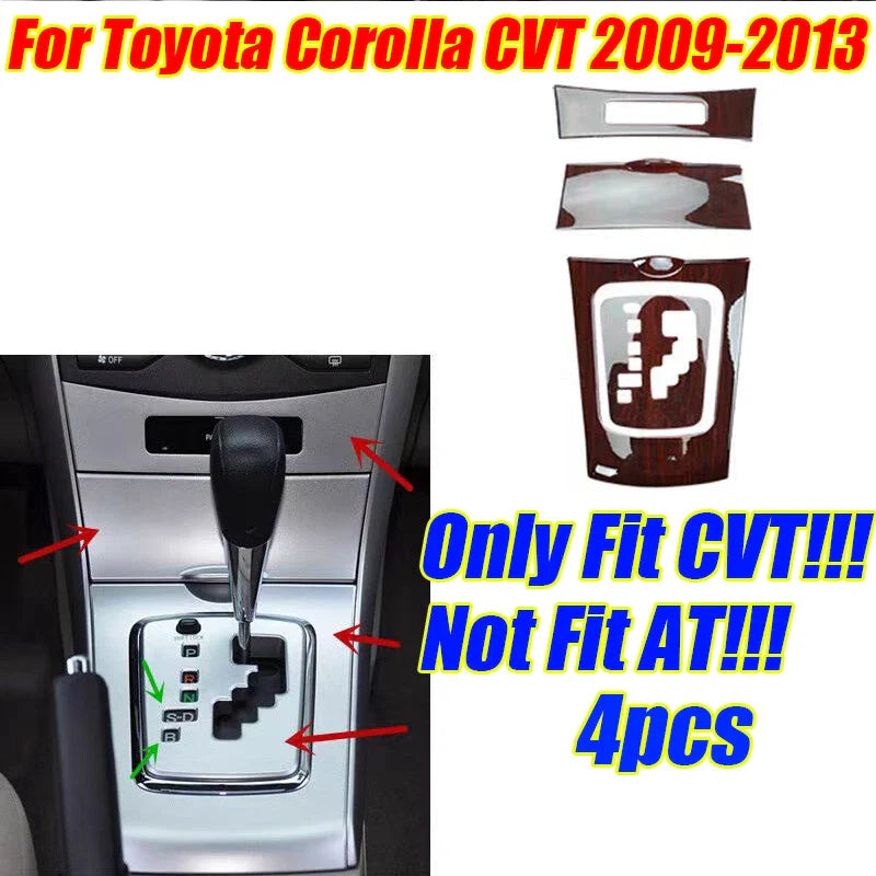 Glossy Wood Grain Console Panel Cover for Toyota Corolla (2009–2013)