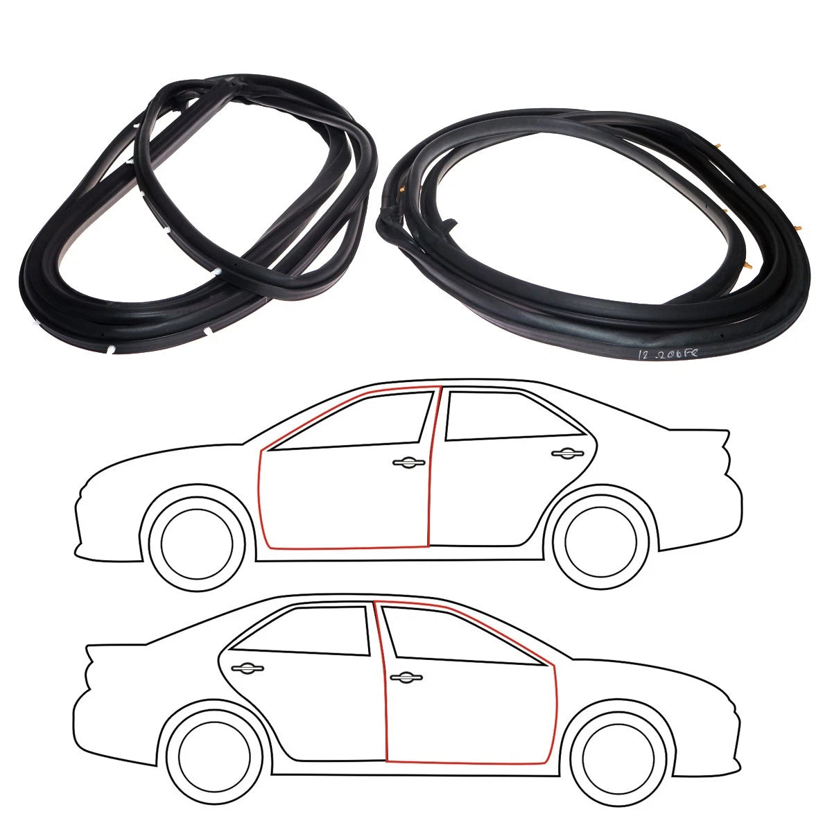 Set of 2 Front Door Weatherstrip Seals for Toyota Starlet EP70 EP71 NP70