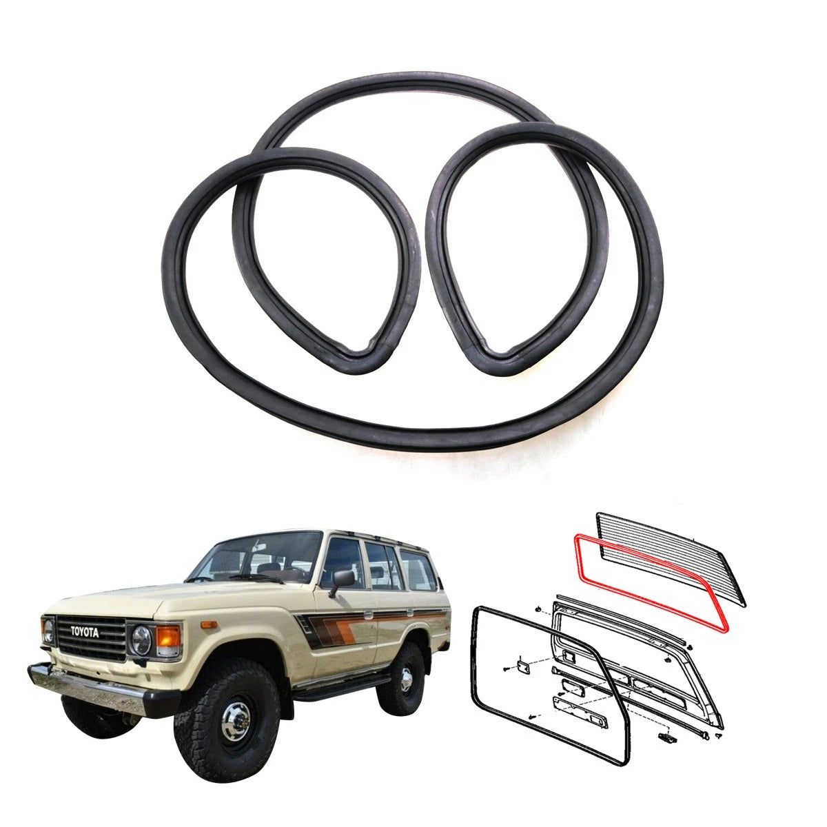 Weatherstrip for Toyota Land Cruiser BJ60 BJ61 FJ62G HJ61 (1980–1990)