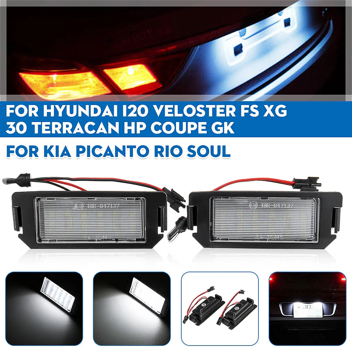LED License Plate Light 2x for Hyundai Ioniq, Veloster, Genesis Coupe, Rio