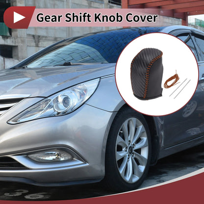 Car Gear Shift Knob Cover for Hyundai Sonata 2011-2014 Black Brown Faux Leather
