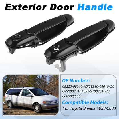 Exterior Door Handle No. 69220-08010-A0 for Toyota Sienna (1998–2003) Black 1 Pair