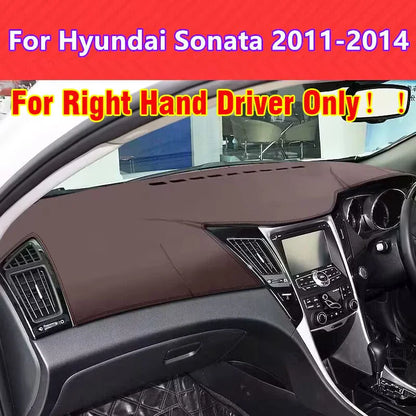RHD Brown Leather Dashboard Cover Protector Mat for Hyundai Sonata (2011–2014)
