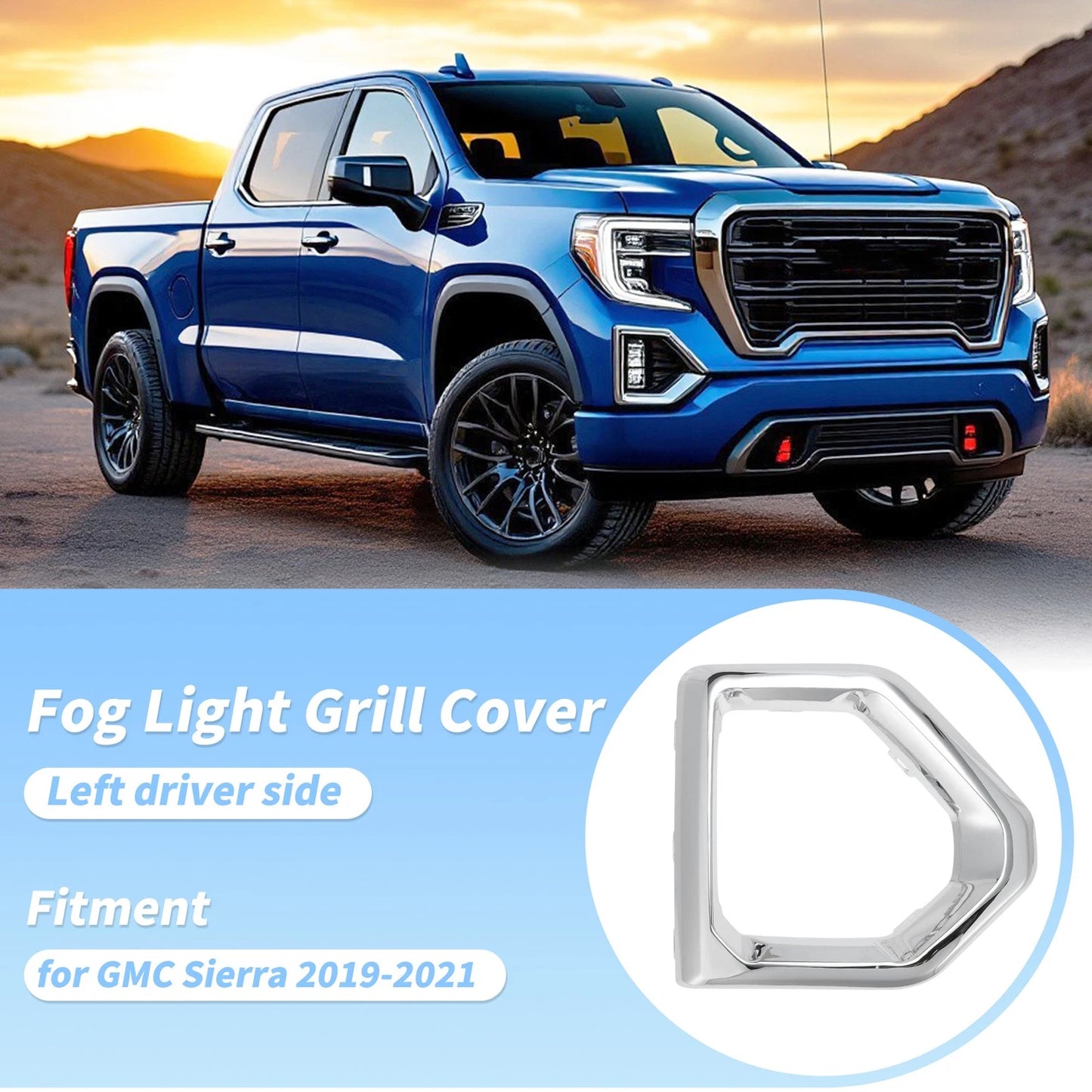 Right Side Front Bumper Fog Light Lamp Cover for GMC Sierra (2019–2021)