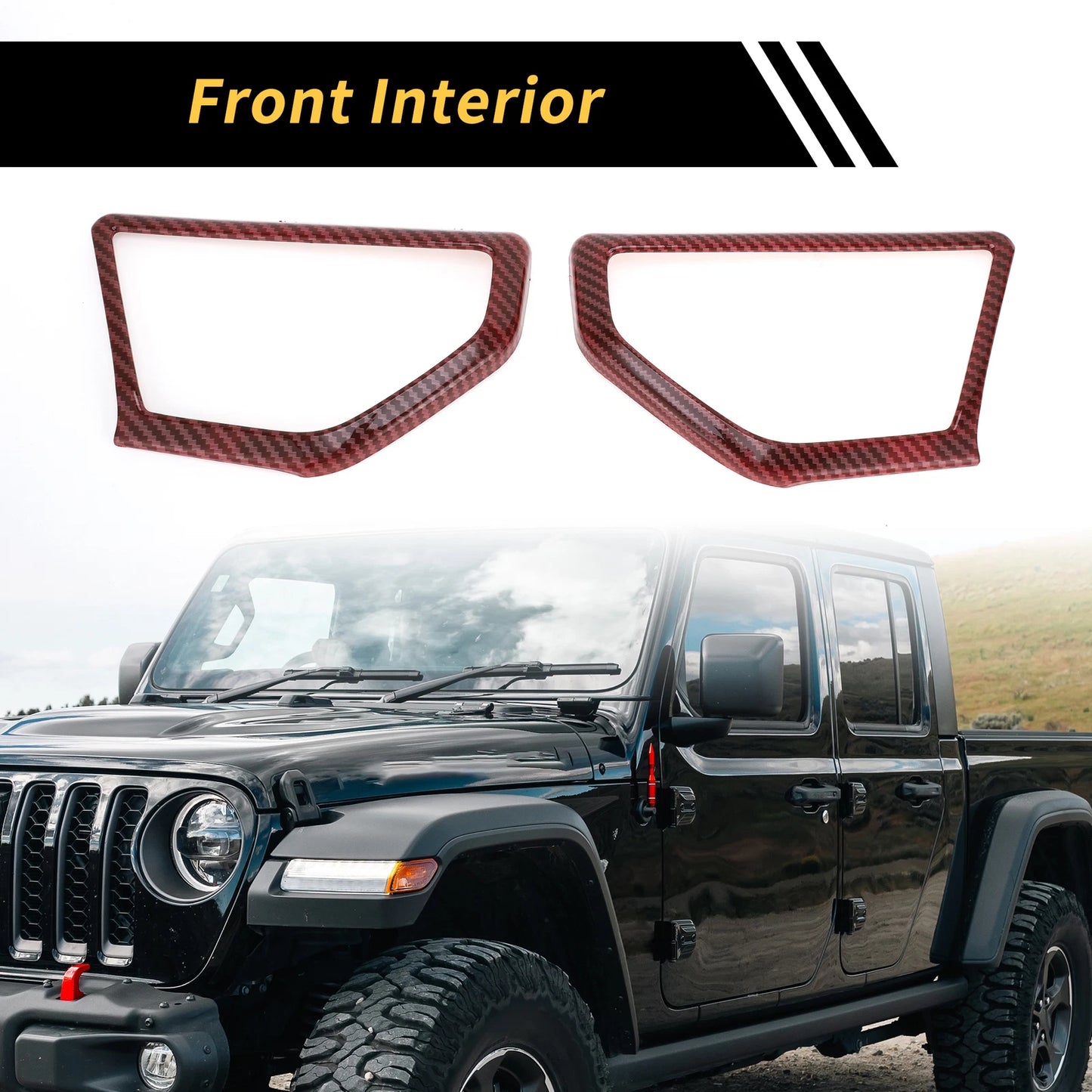 1 Pair A Pillar Speaker Cover Trim for Jeep Wrangler JL JLU (2018–2023) Carbon Fiber Red