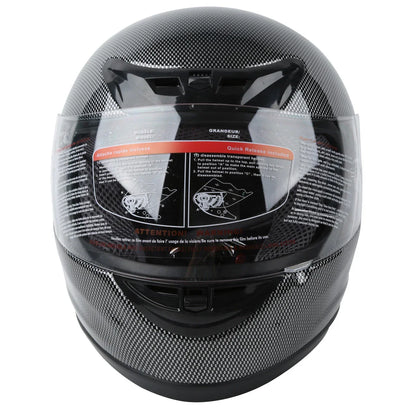 Carbon Fiber Black DOT Adult Flip Up Full Face Motorcycle Helmet - S M L XL