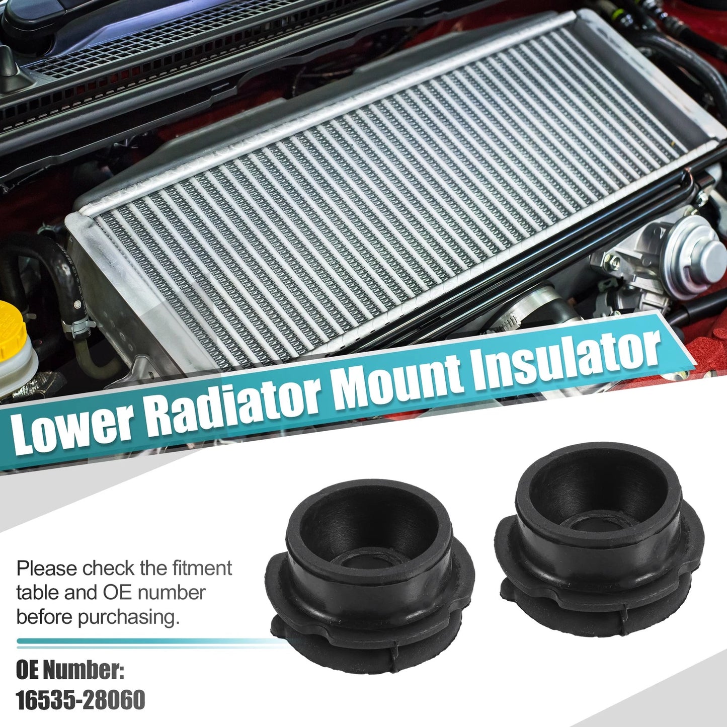 2X Lower Radiator Mount Insulator No.16535-28060 for Toyota Avalon (2013–2018)