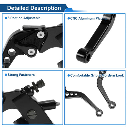 Adjustable Short Brake Clutch Levers for Honda (Solid Black)