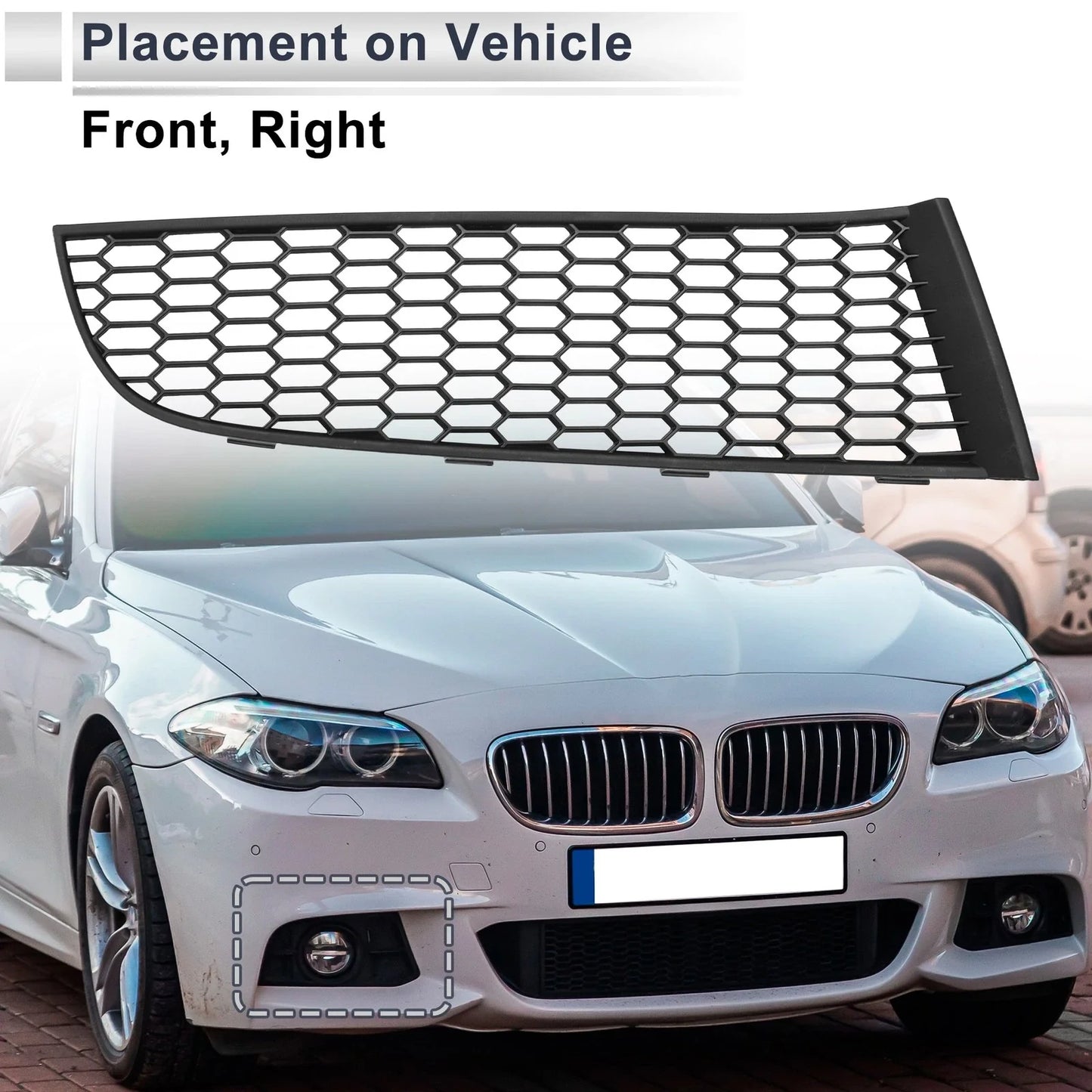 1x Car Right Front Fog Light Grill for BMW 740i (2011-2015) Black
