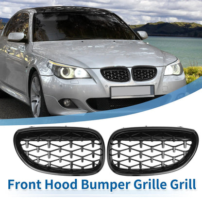 Pair Front Hood Bumper Grille for BMW 5 Series E60 (2004-2009) Black