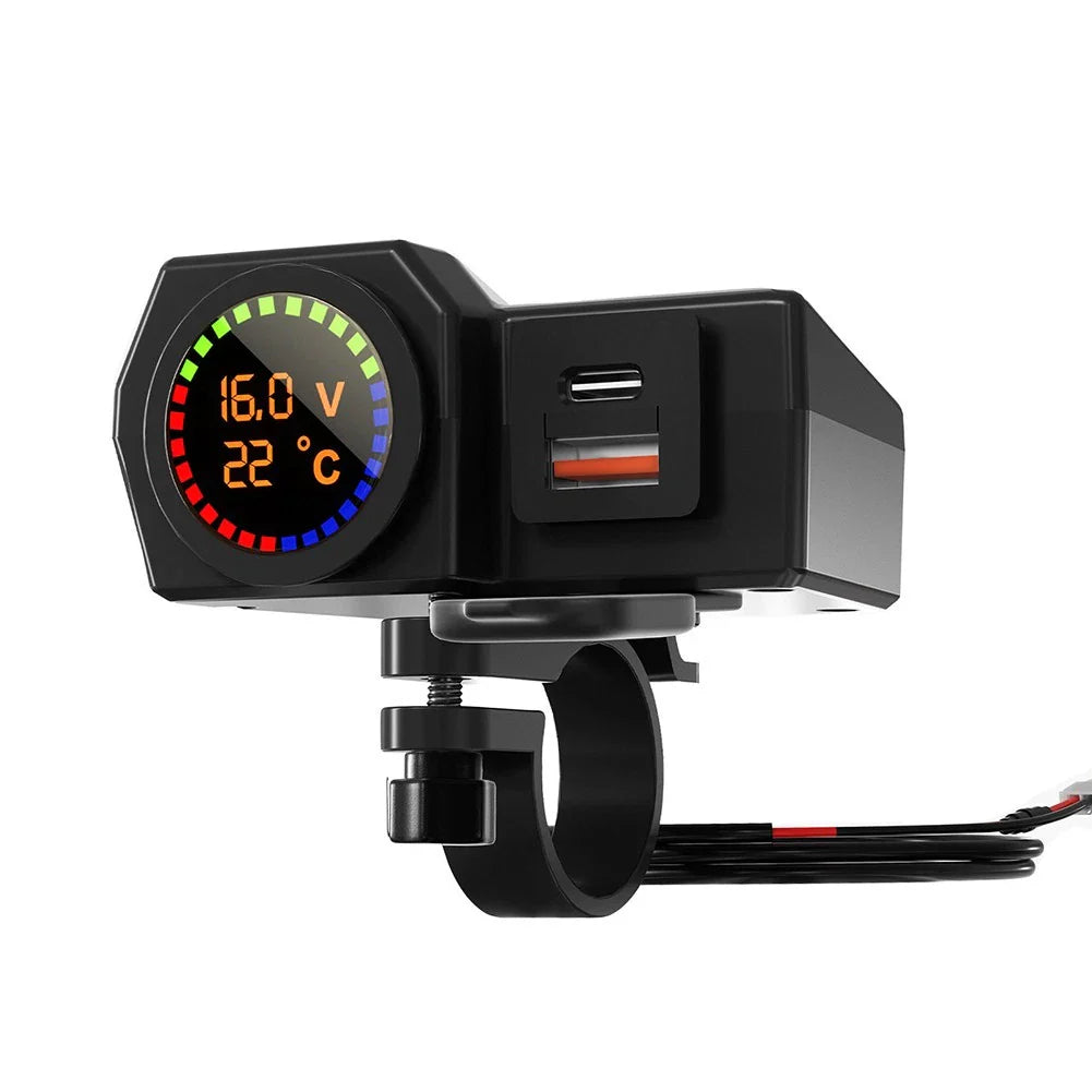 Waterproof Charger with Voltmeter and Temperature Display