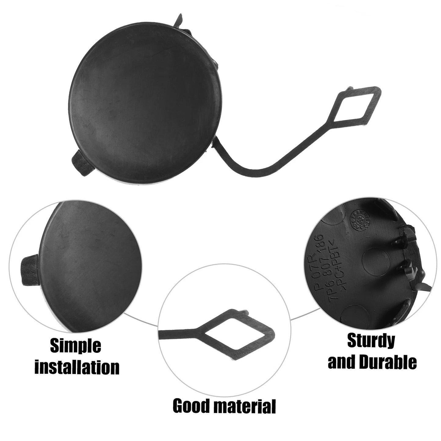 Front Right Tow Hook Cover for Volkswagen Touareg (2004–2010) - Black