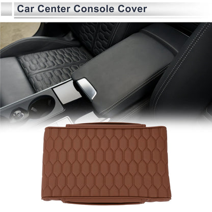 Center Console Cover for Car (13.39"x9.06"x2.36", Light Brown)