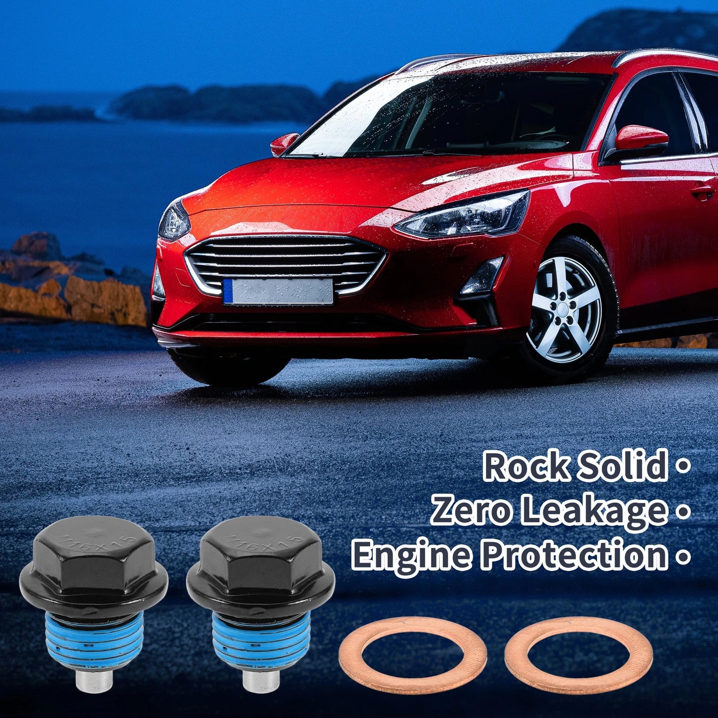 Set of 2 M16x1.5 Copper Oil Drain Plug with Gasket for Car Motorcycle
